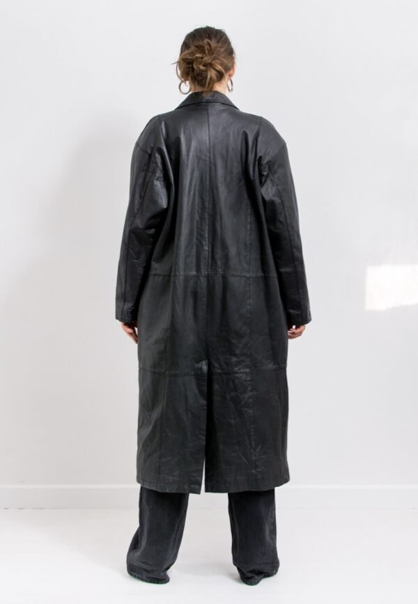 Black leather trench