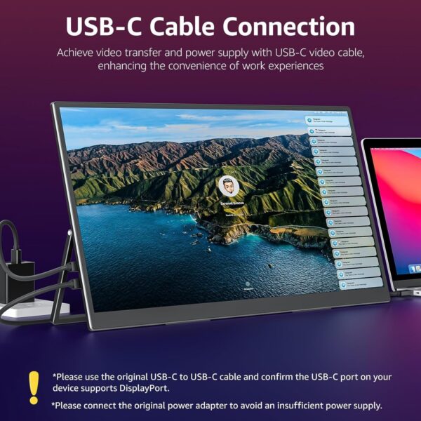 Large Portable Monitor-18.5 Inch Computer Gaming Display 100Hz 125% sRGB FHD 1080P USB-C HDMI IPS Screen for Laptop Mac Surface PC PS4/PS5 Xbox Built-in Kickstand, Speakers, VESA Mountable