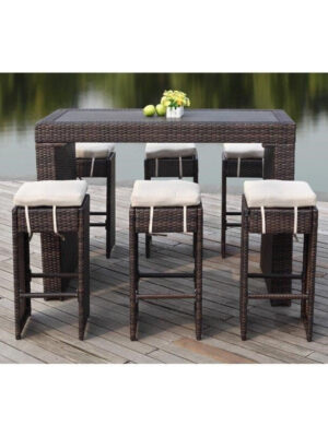 6 Person 59.1 Long Bar Height Dining Set with Cushions