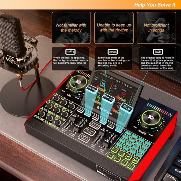 8afb1b29c3504bb3ae3dbdc415b2d191 Podcast Equipment Bundle,with 3.5mm Condenser Microphone & Live Sound Card – Audio Mixer for Streaming, PC/Mobile Live Singing, Gaming Content Creators, Soundboard with USB Computer Interface