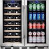 24 inch Wine Cooler, 46 Bottle – Dual Zone Built-in or Freestanding Fridge with Stainless Steel Reversible Glass Door, for Home, Kitchen, or Office.