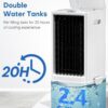 Portable Air Conditioners w/Remote, 4 Modes & 3 Speeds, Waterless Alert System & 2.4-Gal Tank for 20H Cooling, 12H Timer for Auto Off, 3-IN-1 Evaporative Air Cooler for Room Bedroom Home