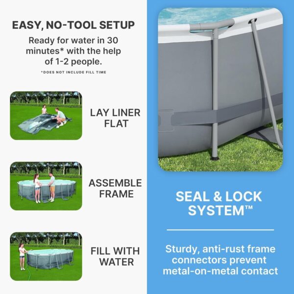 Bestway Oval Above Ground Pool Set (10′ x 6’7′′ x 33′′)| Includes Filter Pump & ChemConnect Dispenser