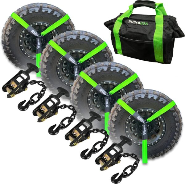 8c16a67081e94e8caee8e2353b89358b Car Tie Down Straps for Trailers with Flat Hooks (4-Pack) – 2 Inch x 8 Feet (10,000lb Break Strength) – Heavy Duty T-Handle Car Lasso Tire Straps for Trailer & UTV – Black