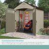 Suncast Vista 7×7 Storage Shed with Multi-Wall Resin Panels, 4 Skylights, IllumiVent System, and Pad-Lockable Doors, 84′′ D x 84′′ W x 98′′ H, Made in The USA
