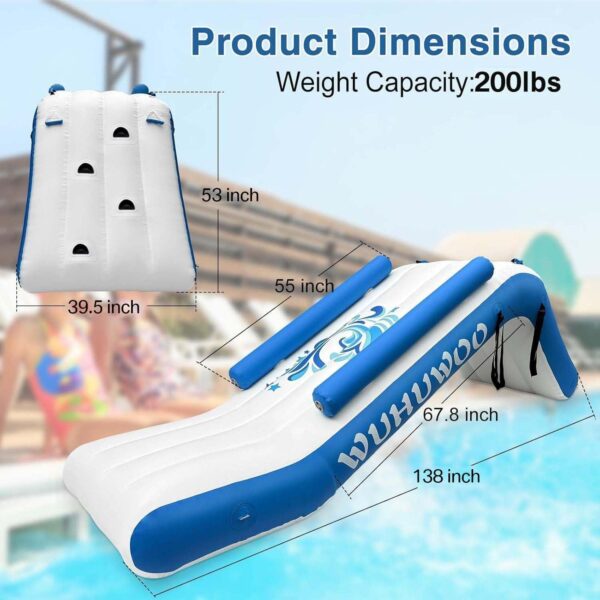 8c389be7f3ce44e7a32d3a1ecc7c0f17 Pontoon Waterfall Slide, Inflatable Pontoon Boat Water Slide for Kids Backyard Pool Sea, Electric Air Pump & Storage Bag