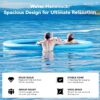 Round Inflatable Floating Dock, Sunchill Float Ring, Hammock Tanning Pool with 4in Woven Fabric, Manual Pump for 1-2 Min Quick Inflate/Deflate, Fits 2-8, Ideal for Lakes, Pools, Oceans