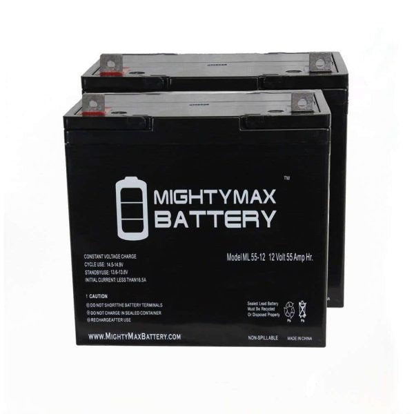 MIGHTY MAX BATTERY MAX3970885 12V 55Ah SLA Replacement Battery for MK M22NF SLD G 2 Pack