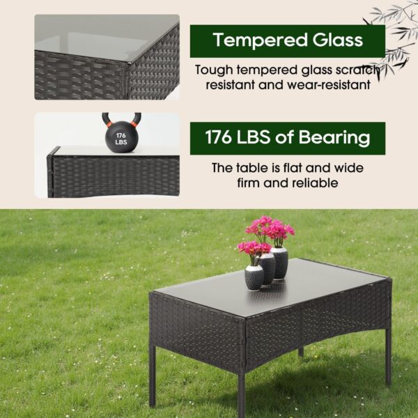 Patio Furniture Set 4 Pieces Outdoor Rattan Chair Wicker Sofa Garden Conversation Bistro Sets for Yard (Brown)