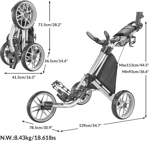8ca2ef02aaa54814bc43975d52a7d0df 3Wheel Golf Push Cart - Golf Trolley Foldable Collapsible Lightweight Pushcart with Foot Brake - Easy to Open & Close