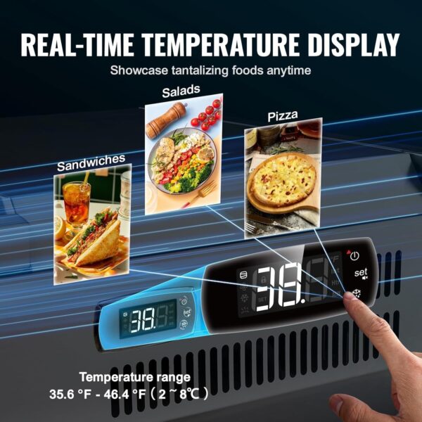 8cc779f38db64c31b233b4fa861fc4b3 Refrigerated Condiment Prep Station, 135 W Countertop Refrigerated Condiment Station, with 2 1/3 Pans & 4 1/6 Pans, 304 Stainless Body and PC Lid, Sandwich Prep Table with Stainless Guard, ETL