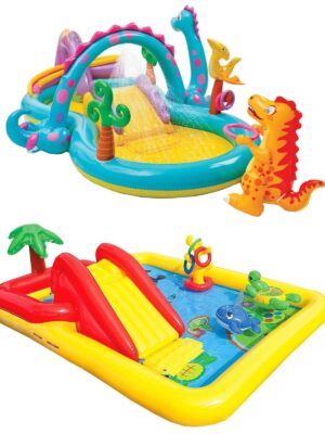 Dinoland Kiddie Inflatable Pool & Inflatable Ocean Backyard Kiddie Pool