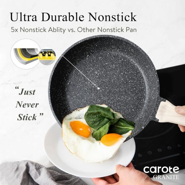 22pcs Pots and Pans Set Nonstick, Cookware Set White Granite Induction Kitchen Cooking Set w/Frying Pans & Saucepans& Grill Pan(PFOS, PFOA Free)
