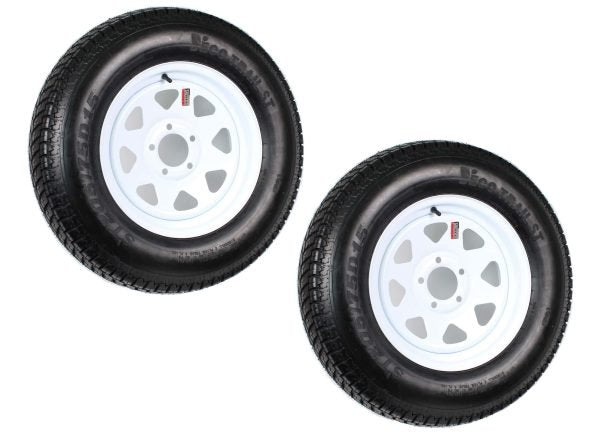 8d7d9c1dd6ac4c0d9c668c007fa8a7c4 2-Pack Trailer Tire On Rim ST205/75D15 205/75 D 15 in. LRC 5 Hole White Spoke