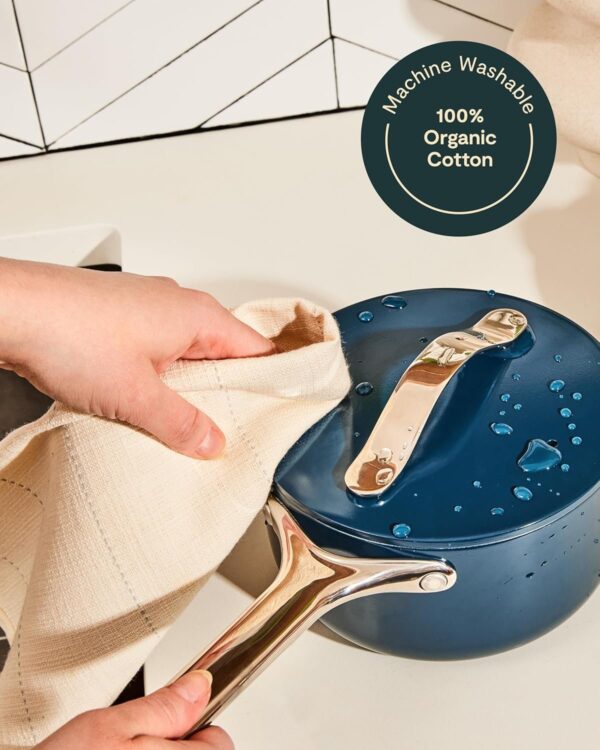 Linen Set – Apron, Pot Holders, Oven Mitts, & Tea Towels – 100% Organic Cotton – Durable, Machine Washable