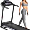 SereneLife Folding Treadmill – Foldable Home Fitness Equipment with LCD for Walking & Running – Cardio Exercise Machine – Preset and Adjustable Programs – Bluetooth Connectivity