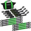 Car Tie Down Straps for Trailers with J Hooks (4-Pack) – 2 Inch x 8 Feet (10,000lb Break Strength) – Heavy Duty T-Handle Car Hauler Tire Straps for Trailer & UTV with Axle Straps – Black