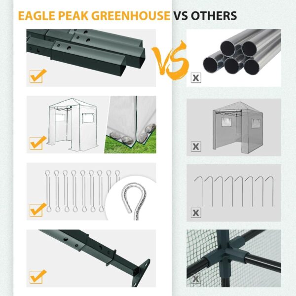 8e0fea3da0b24bd69068ee2d150429d0 EAGLE PEAK 6×4 Portable Walk-in Greenhouse, Pop-up Indoor Outdoor Garden Green House, Zippered Door and Windows, PE Cover, White