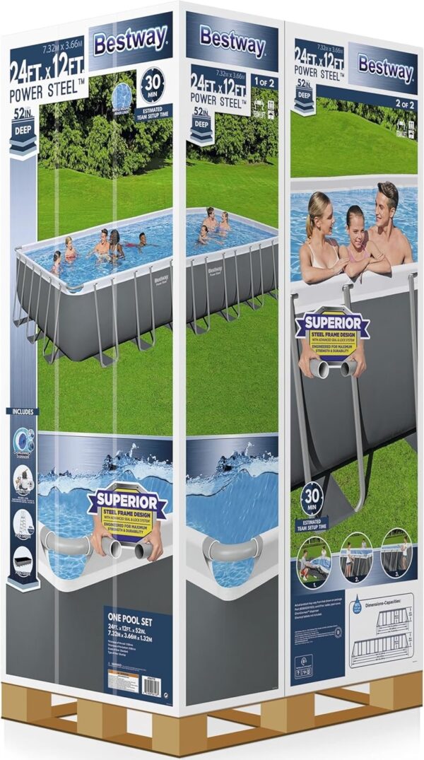 Bestway Oval Above Ground Pool Set (10′ x 6’7′′ x 33′′)| Includes Filter Pump & ChemConnect Dispenser