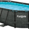 Funsicle 167 by 98 by 39.5 Inches Oasis Designer Oval Frame Outdoor Above Ground Swimming Pool Pool Set with Accessories, Dark Herringbone Gray
