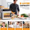 Tray Food Dehydrator, Steel Fruit Dry Machine with 30 90∼C Adjustable Thermostat, 24hr Digital Timer