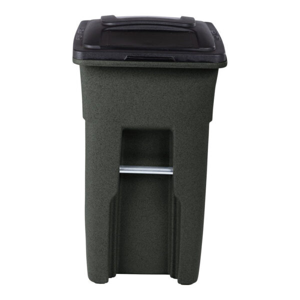 8e9bdb73fc62422db04ca9206c73be73 32 Gallon Trash Can, Greenstone, Quiet Wheels, Attached Lid, Durable Recycling Bin