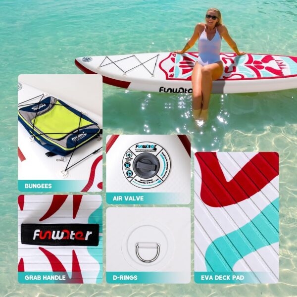 8e9edd0eba8c45b6abcce42611ec898d FunWater Inflatable Ultra-Light Stand Up Paddle Board for All Skill Levels with Premium SUP Paddleboard Accessories,Non-Slip Comfort Deck for Youth & Adults