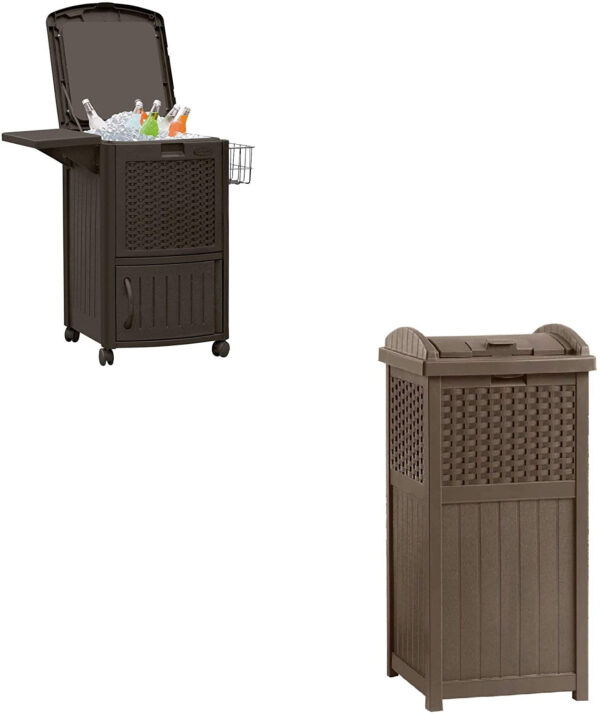 8ee6495a2b58403196e150a56e6de6f6 77 Quart Resin Beverage Cart, Java & Suncast 33 Gallon Resin Trash Can