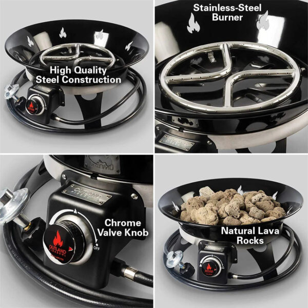 Portable Propane Fire Pit, 21-inch, 58,000 BTU with Fire Pit Cover & Carry Kit, Smokeless Gas Firebowl
