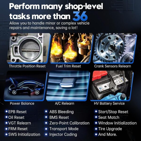 D7 Automotive OBD2 Scanner with ECU Coding, Bidirectional Controls, 36+ Resets, Android 10, Full System Diagnostics, 3-Year Updates