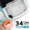Nugget Ice Maker Countertop with Handle, Ready in 6 Mins, 34lbs Per Day, Removable Top Cover, Auto-Cleaning, Portable Sonic Ice Maker with Basket and Scoop, for Home/Party/RV/Camping (Black)