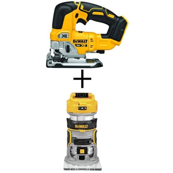 DCS334BW600B 20V MAX XR Cordless Brushless Jigsaw and 20V MAX XR Brushless Router (Tools Only)