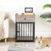 HOOBRO Dog Crate Furniture, Wooden Dog House, Decorative Dog Kennel with Drawer, Indoor Pet Crate End Table for Small Dog, Steel-Tube Puppy Cage, Chew-Proof, Rustic Brown and Black BF01GW03