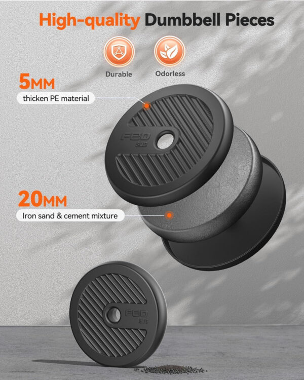 Adjustable Dumbbells, 20/30/40/45/70/90lbs Free Weight Set with Connector, 5 in1 Dumbbells Set Used as Barbell, Kettlebells, Push up Stand, Weight Plate, Fitness Exercises for Home Gym Suitable Men/Women