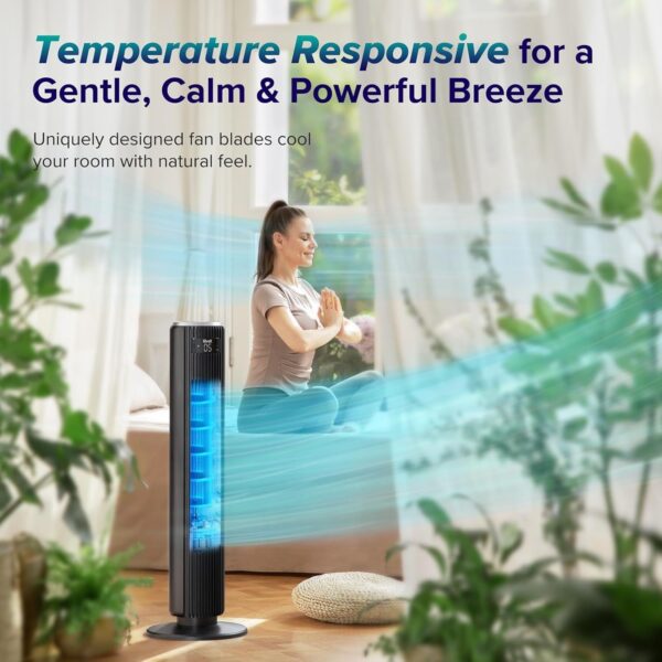 8f9521fcd8634319a52c94d4bea49211 LEVOIT Tower Fan for Bedroom, Standing Fan that Blows Cold Air for Home, 28dB Quiet for Sleep, Remote, 90° Oscillation, 12H Timer, 25ft/s Velocity, 5 Speeds, 4 Modes, Bladeless 36 inch, White