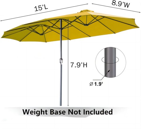 905cb80f0a94410fa4bbe34e2be7d0a0 15ft Patio Umbrella with Solar Lights, Large Double Umbrella Outdoor, Rectangle 180”x106” Umbrellas with 156 PCS LED Lights and Crank Handle for Backyard Deck Pool Shade in Black(1.9′′ Pole)