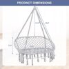 Hammock Chair Macrame Hanging Swing with Cushion,Hanging Cotton Ropes, Metal Frame, 450 lbs Capacity Indoor Outdoor, Patio, Balcony, Living,Deck, Yard, Garden(Double Swing) Beige