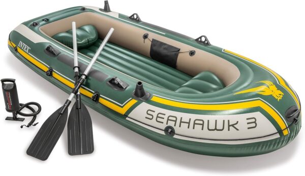 INTEX Seahawk 3 Inflatable Boat Set ?C 790lb Weight Capacity