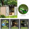 Aoxun 6.2×4 FT Shed Outdoor Storage Shed Metal Garden Shed with Lockable Doors & Slooping Roof Tool Shed Bike Shed for Backyard, Patio, Poolside (Brown)