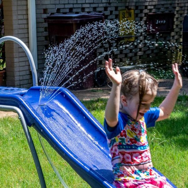 90e707efbe70485ab23f3178ebb8731a XDP Recreation 6 Foot Water Wave Slide with Built In Adjustable Sprinkler, Freestanding with Ground Pad and Hose Extension for Lawn Fun, Ages 3 to 8