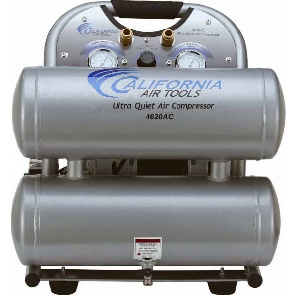 California Air Tools 4620AC 4620AC Ultra Quiet and Oil-Free 2.0 Hp, 4.6 Gal. Aluminum Twin Tank Electric Portable Air Compress