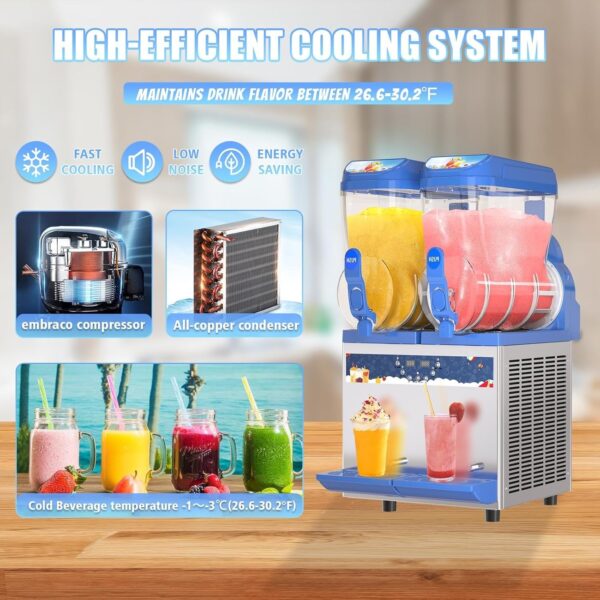 Commercial Slushy Machine – 1000W 30L Tanks Slush Maker Machine 304 Stainless Steel Commercial Margarita Machines Efficient Cooling the Ideal Slushie Maker for Bars Cafes Restaurants