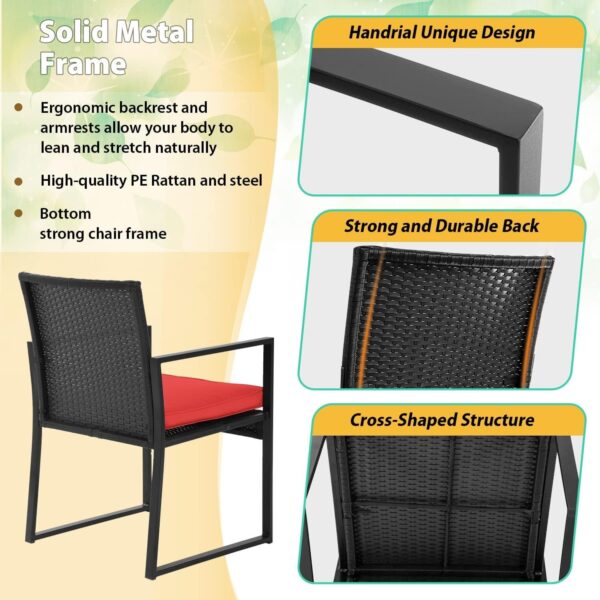 Patio Furniture Set 4 Pieces Outdoor Rattan Chair Wicker Sofa Garden Conversation Bistro Sets for Yard (Brown)