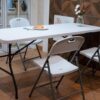 6FT Folding Table HDPE Foldable Table Banquet Surface Fold-in-Half Desk Utility for Working Meeting Parties, Picnic, Camping, Weddings, Catering, Garden Dining-White