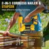 Alloyman 18 Gauge Nail Gun Battery Powered, 2 in 1 Cordless Brad Nailer/Electric Stapler with 2.0Ah Battery and Charger,1000pcs Nails and 500pcs Staples Included for Home Improvement & Woodworking