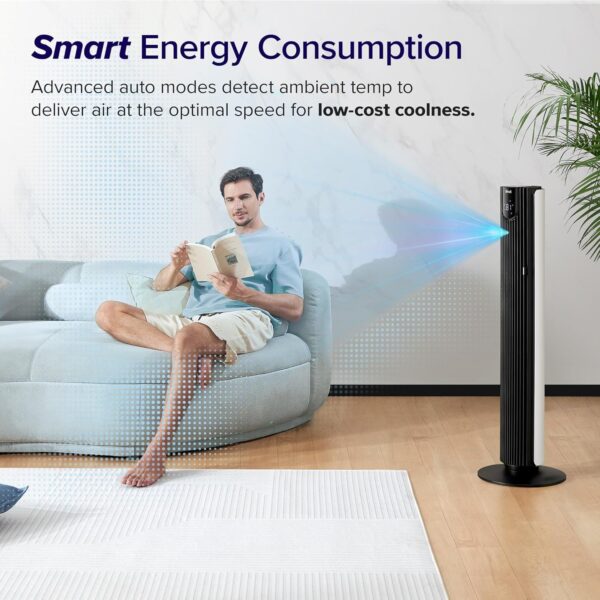 92226cdae05b4a6ba14594d8c7781321 LEVOIT Tower Fan for Bedroom, Standing Fan that Blows Cold Air for Home, 28dB Quiet for Sleep, Remote, 90° Oscillation, 12H Timer, 25ft/s Velocity, 5 Speeds, 4 Modes, Bladeless 36 inch, White