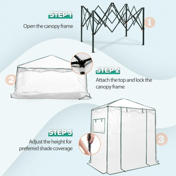 922b22a2e40f4a47bcaa74353b10e2e6 EAGLE PEAK 6×4 Portable Walk-in Greenhouse, Pop-up Indoor Outdoor Garden Green House, Zippered Door and Windows, PE Cover, White