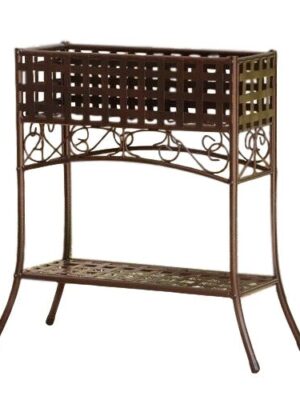Elevated Wrought Iron Metal Plant Planter Stand in Bronze