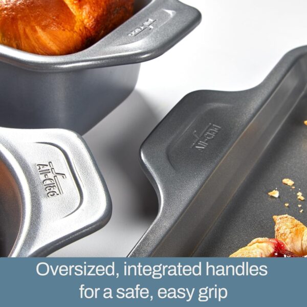 92d6ecc5865c4c4b9532c54dffc5a252 All-Clad Pro-Release Nonstick Bakeware Set 10 Piece Oven Safe 450F Half Sheet, Cookie Sheet, Muffin Pan, Cooling & Baking Rack, Round Cake Pan, Loaf Pan, Baking Pan Grey