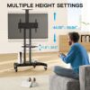 Rolling/Mobile TV Cart with Wheels for 32-82 Inch LCD LED 4K Flat Screen TVs – TV Floor Stand with Shelf Holds Up to 100 lbs, Height Adjustable Trolley Max VESA 600x400mm- PSTVMC05